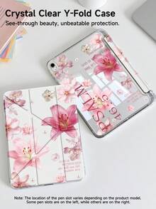 The Pattern Of Lilies And Slogans Tablet Case Compatible With IPad Air 11-Inch M3 2025 / M2 2024, IPad Air 5th Generation 2022 , IPad (A16) 11 Inch 11th Generation 2025,Compatible With Samsung Galaxy Tab,Kindle Paperwhite 12th Gen 2024, Clear Back ,Fashion Pattern Protective Case,Automatic Sleep And Wake-Up Function, Airbag Protection, Suitable For Gifts And Office Use - Multicolor - View 4
