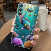 Funda de teléfono de coral de pez colorido submarino compatible con  Galaxy A02 A03S A04 A05S A06 A13 A14 A15 A16 5G A21S A22 A23 A24 A25 A26 A32 A34 A35 A36 A50 A52 A53 A54 A55 A56 A73 S21 Ultra S22 Plus S23+ S24 FE S25, funda suave de TPU creativa y personalizada, duradera, anti-caída, transparente, protectora para teléfono, funda protectora para dispositivo, patrón de coral, tema submarino, material flexible, diseño de impresión UV, para usuarios de teléfonos de moda, usuarios de - Multicolor - Ver 8