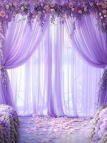 1 pièce/2 pièces/4 pièces Rideau de fond en tulle et organza violet, tissu transparent pour décoration de fête d'anniversaire, fiançailles, cérémonie de mariage, décoration de la maison, fournitures pour fête de mariage, arche de jardin de fête sur la plage, photobooth, intérieur et extérieur patio - Prune - Voir 4