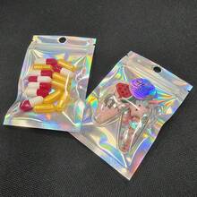 100pcs Holographic Self-Sealing Bags, Suitable For Jewelry And Gift Packaging, Colorful OPP Bags, Thickened DIY Clear Storage Bags, Sealable Bags, Multi-Purpose Storage Bags, Jewelry Gift Boxes And Packaging Accessories
