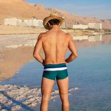 TADDLEE Mens Stripe Swim Briefs Retro Swimwear Sexy Bikini Swimsuit Print Bathing Suit - 綠色 - 查看 5