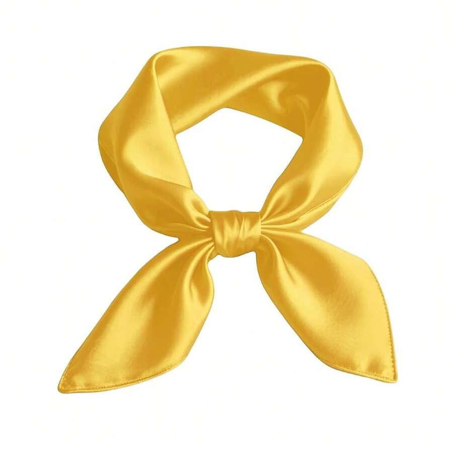 Lilike Silk Feeling Square Neck Scarf 28inch X 28inch Ascot For Women Men Retro Cosplay Halloween Accessory,28inchx28inch,Yellow - 黃色 - 查看 1