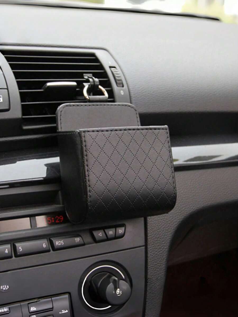 Car Air Vent Hanging Storage Organizer - Multi-Functional Vehicle-Mounted Phone Holder & Sundries Bag, Universal Auto Interior Tidying Container For Daily Essentials - A - View 1