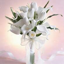 White Calla Lily Bouquet Party Decoration Artificial Flowers Bridal Bouquet Wedding Bridal Wedding Floral Bouquet ,Wedding Holding Flowers,Bridal Shower Wedding Ceremony Anniversary