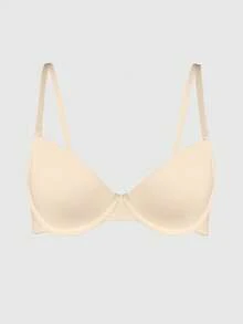 Women's Solid Color Minimalist Underwire Push-Up Bra - Apricot - View 6