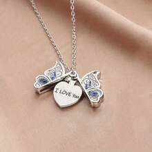 1Pcs Fashion Classic Open Butterfly Love Ladies Pendant Necklace Engraving I Love You  Proposal Valentine's Day Gift Jewelry - Màu sắc ngẫu nhiên - Xem 3