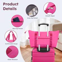 4-Piece Travel Luggage Set: 20 Inch Hardshell Suitcase + 2 Duffel Bags + Makeup Case, Combination Lock & Spinner Wheels, Airline Approved, Large Capacity For Business/Leisure Travel & Students Daily Use - Màu Hồng Tươi - Xem 4