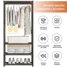 Perchero, expositor de ropa, armario, armario para el hogar, perchero colgante, perchero multifuncional, armario de gran capacidad, perchero de salón, perchero de pared, perchero de pie, perchero de interior, perchero antipolvo, perchero de almacenamiento, perchero para ropa, perchero de hierro, perchero de pared metálico, artículos para el hogar, suministros de almacenamiento, sencillo y bonito, resistente y duradero, almacenamiento científico, adecuado para dormitorio, sala de estar, porche, dormitorio (negro, blanco) - negro 1 - Ver 3