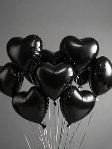 10 piezas de globos de foil en forma de corazón negro de 18 pulgadas, adecuados para decoración de boda, cumpleaños, aniversario, Día de San Valentín, decoración de interiores - Negro - Ver 4