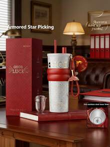 1pc 316 Stainless Steel Insulated Tumbler - Premium Gift Set | Double Wall Insulation, Wide Mouth Design, Non-Slip Straw Lid | Noise Dampening Pad | Ideal Tumbler For Coffee, Tea And Water - Multicolor - View 14