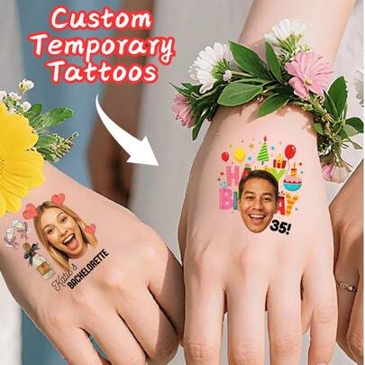 10/20/30/60 Piezas Tatuajes temporales personalizables para bodas y fiestas, Pegatinas de tatuajes a juego para parejas, Pegatinas de tatuajes faciales, Regalos de boda, Regalos de despedida de soltera, Regalos del Día de San Valentín, Decoraciones, Regalos de Acción de Gracias, Regalos de Año Nuevo, Decoraciones de fiesta, Calidad Premium, Regalo de cumpleaños