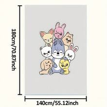 1pc Kpop S-Strays Skzoos Plush Blanket With Cute K-Pop Animal Characters (Skzoos & S-Strays) - Soft All-Season Bedspread, Sofa Throw, Room Decor, K-Drama Gift &, Machine Washable - 280 GSM - 彩色 - 查看 11