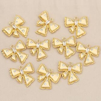 3 DIY Sweet Bow Delicate Pendants, Semi-Finished Jewellery Decorations, Made Of Copper With 18K Plating, Suitable For Making Pendants On Any Jewellery
