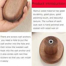 XGKGancos de Madera para Aigos 4  ooks Percero de Madera Ganco de Madera de Un Cono Montado En Pared Percero de Pared Rústico para Sala de Estar Aigos Colgantes Soreros - Se muestra - Ver 3