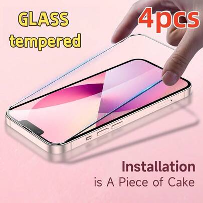 4片装钢化玻璃屏幕保护膜，坚固耐用，兼容屏幕，防碎防刮，全覆盖屏幕，保护屏幕，易于安装。送礼佳品。