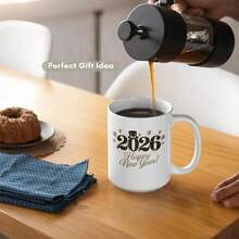 1pc 11oz/325ml Personalized Custom Mug, 2026 New Year Customized Mug, Happy New Year Gift, Exclusive Coffee Cup For Friends, New Year's Eve Party Cup, Suitable For Coffee, Milk, Juice, Water, Gift For Family, Friends, Important Guests, Top Choice For Christmas, Valentine's Day, Thanksgiving - Black - View 4