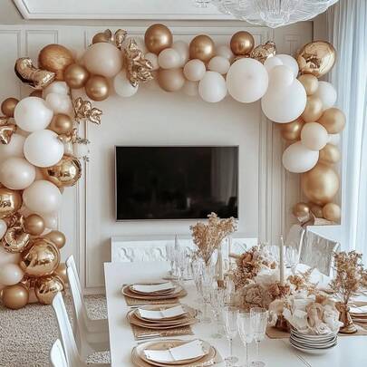 28pcs 10-Inch Champagne Gold, Skin Tone, Beige Latex Balloons, Suitable For Birthday Party, Baby Shower, Wedding, Theme Party, Gender Reveal, Cocktail Party, Anniversary, Holiday Celebration, Outdoor Decoration