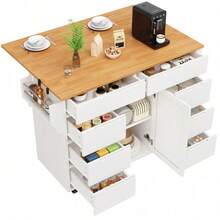 Mobile Storage Islands - White + MDF-1 - View 8