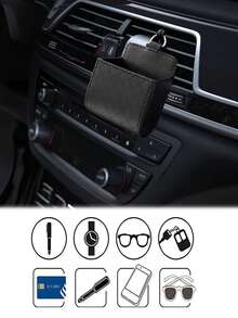 Car Air Vent Hanging Storage Organizer - Multi-Functional Vehicle-Mounted Phone Holder & Sundries Bag, Universal Auto Interior Tidying Container For Daily Essentials - A - View 4