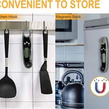 Meat Thermometer Digital Instant Read Thermometer Ultra-Fast Cooking Food Thermometerwith 4.6" Folding Probe Calibration Function for Kitchen Milk Candy, BBQ Grill, Smoker - Negro - Ver 6