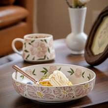 1pc 8-Inch Salad/Fruit Bowl, Unique Ceramic Deep Plate - Multicolor - View 3