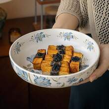 1pc 8-Inch Salad/Fruit Bowl, Unique Ceramic Deep Plate - Multicolor - View 9