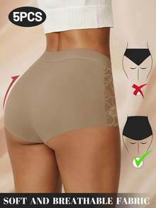 MIOTAN 5条装女士中/高腰蕾丝内裤，自然塑形，透气柔软轻盈，日常穿着 - 彩色 - 查看 2