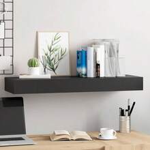 Larryhot Mensola a Muro Galleggianti con Cassetto Nera 80x25x8 cm, Facile da assemblare, dall'estetica elegante e raffinata, pratica per riporre gli oggetti, la scelta ideale per l'organizzazione e la decorazione domestica - nero - Visualizzare 1