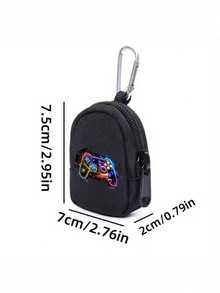 游戏手柄钱包 - 灵感源自游戏手柄设计，配有拉链卡槽、登山扣、霓虹发光效果、极简风格 - 轻巧耐用，尼龙材质，专为游戏玩家和科技爱好者设计