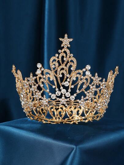 Corona de cristal dorada hecha a mano, adecuada para baby shower, cumpleaños, fiesta de boda