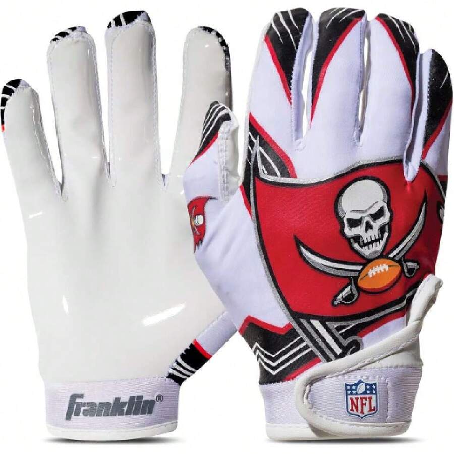 Youth Football Receiver Gloves - Kids Football Gloves Pair - Team Logos and Silicone Palm - All Youth Sizes - Great Game Gear + Football Costume Accessory,37333059 - Óxido marrón - Ver 1