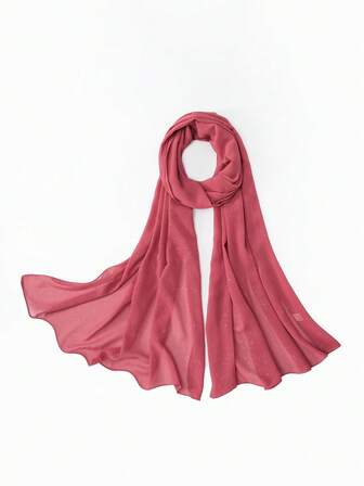 1개 여성용 부드러운 쉬폰 반짝이는 진주 장식 헤드스카프, 캐주얼 아랍 스타일 긴 스카프 (스팽글 포함), 일상복으로 적합