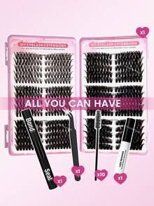 Multifunctional DIY Eyelash Extension Gift Set - Book-Style False Eyelashes, Adhesive, Makeup Remover, Tweezers And Eyelash Brush - Multicolor - View 2