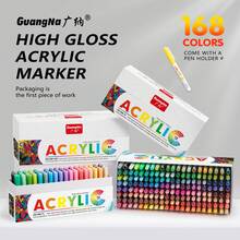 72/168色丙烯凝胶笔套装，1.0mm子弹头笔尖，高颜料浓度，大容量水性墨水，适用于在木材、陶瓷、金属、玻璃和石头上进行3D绘画，是完美的圣诞礼物。 - 套裝 - 查看 2