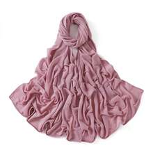 1条女士纯色褶皱休闲围巾，弹性透气针织发带，保暖防晒披肩 - 多色 - 查看 20