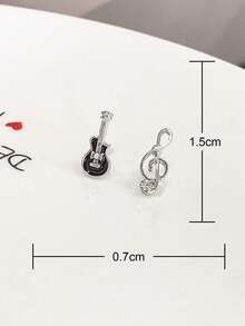 1pair Asymmetrical Violin & Music Note Shaped Unique Design Guitar Music Earrings - Multicolor - View 2
