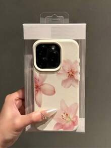 1pc White Matte Minimalist Lens Protection Floral Phone Case, Cute Orchid & Hibiscus Flower Pattern, Compatible With IPhone 17 Pro Max, 16 Pro Max, 15, 14 Plus, 13, 12, 11 - Multicolor - View 3