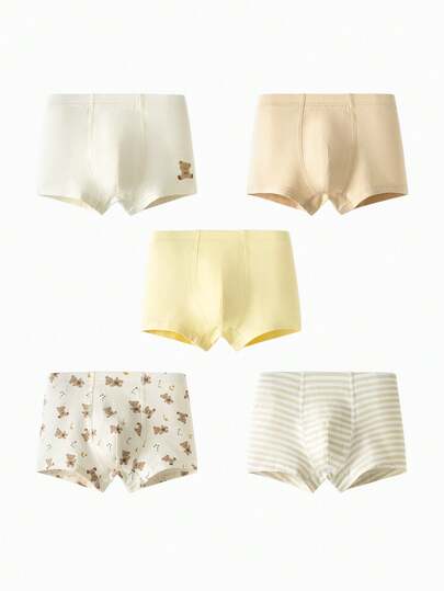 mini bala Boys Cotton Boxer Briefs 5 Packs, Breathable & Antibacterial, Soft Fit, No Ride-Up Underwear