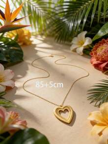 1 chiếc dây chuyền mặt hình trái tim bằng thép không gỉ mạ vàng 18K, món quà thời trang và thanh lịch dành cho phụ nữ, thích hợp cho Ngày Valentine, hẹn hò, đính hôn, đám cưới. - Vàng - Xem 7