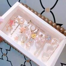 8pcs/Set Assorted Hair Clips, Includes Duck Clips, Bangs Clips, Side Clips, Barrettes, Claw Clips, Decorative Faux Pearls & Rhinestones, Suitable For Girls, Ocean Princess Style, Head Accessories, Party, Valentines Accessories, Hair Accessories For Women - Multicolor - View 3