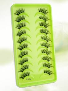 10 cặp mi giả trong suốt 3/4, trông tự nhiên, mi cong giả lông chồn, phù hợp cho trang điểm hàng ngày và hẹn hò dành cho các cô gái - Nửa lông mi - Xem 3