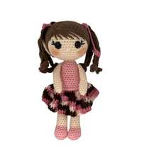 Muñeca de peluche tejida amigurumi crochet ideal para regalo hecha a mano Rosa - Matizado Lila/Verde - Ver 4