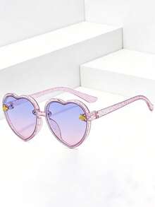 2pcs Girl Bee Heart Cute Fashion Street Photography Glasses Suitable For Everyday Photos - Multicolor - View 3