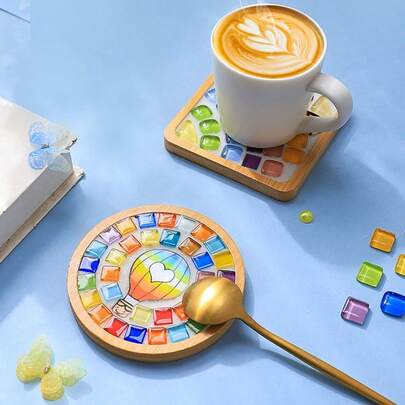 儿童马赛克DIY杯套手工材料包 - 亲子创意手工玩具套装，幼儿园节日派对互动礼物，益智贴纸艺术套装