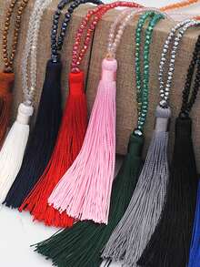 Colorful Crystal Beaded Tassel Necklace, Bohemian Style Fashion Necklace For Women - Multicolor - View 5