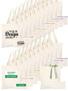 2pcs/Set, Large Capacity Lightweight Blank Tote Bag & Zipper Pouch Combo Set, Suitable For DIY Cross-Stitch, Embroidery, Painting, Heat Transfer Printing, Multi-Purpose Shopping Bag, Book Bag, Stationery Organizer, Ideal For School, Party, Gym, Camping, Holiday Celebrations, Gifts - Multicolor - View 2