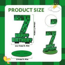 Green Gaming Theme Birthday Party Wooden Centerpiece Sign, 6/7/8 Years Old Kids Birthday Decor, Table Decoration, Photo Prop For Boys, Gift