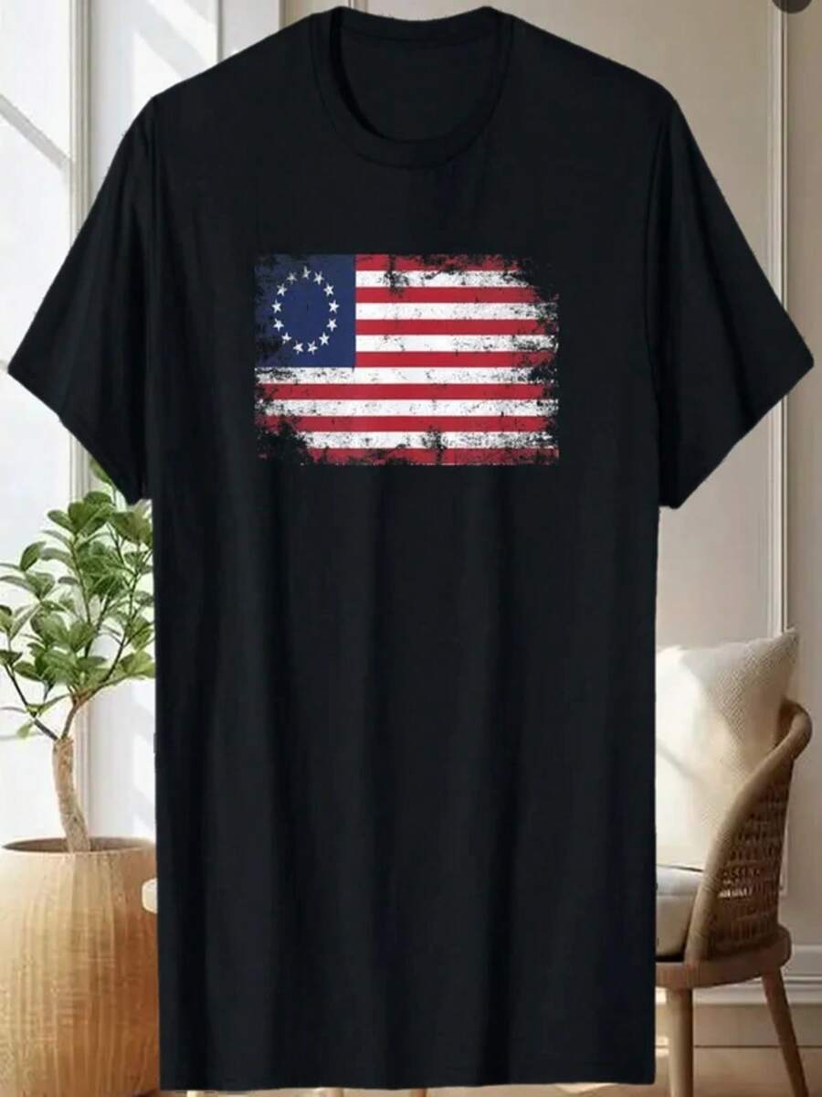 Betsy Ross Flag T-Shirt - Black - View 1