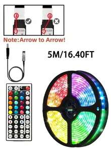 Tiras de luces LED, tiras de luces LED estéticas con control remoto RGB, tiras de luces LED con control remoto, alimentadas por USB, brillo y modos de color ajustables, múltiples efectos de iluminación, control remoto, para dormitorio, hogar, luces de color cambiante decorativas, para fiestas de habitación, fiestas de cumpleaños, decoraciones navideñas, TV, habitación, escaleras, vacaciones - luz de color - Ver 13