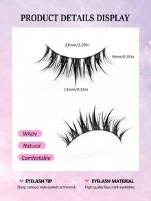 Asiteo 5 Pairs Cartoon Style Moisturizing False Eyelashes, Cute Girl Style Pointed False Eyelashes, Full Strip Lashes, Suitable For Beginners, Daily Wear, Beginner-Friendly, Reusable - Spiky Manga Lashes - View 4